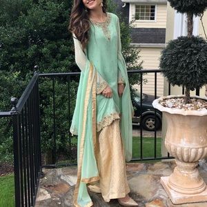 Pistachio green Pakistani dress